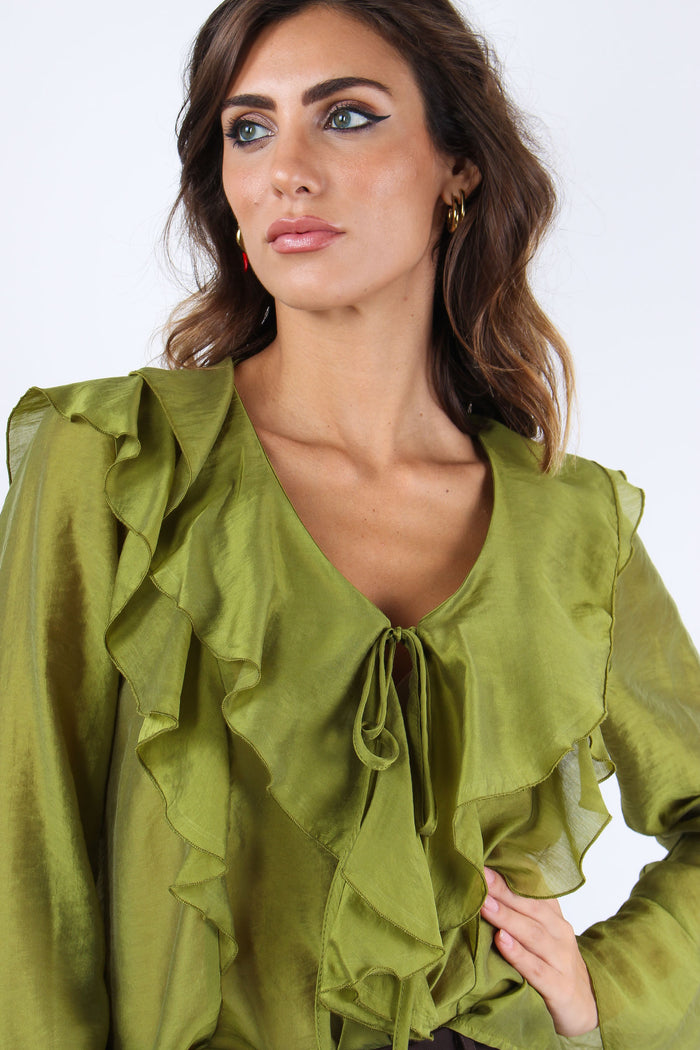 Camicia Rouge Mussola Verde Acido-8