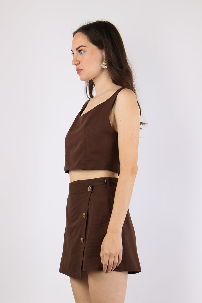 Gonna Pantalone Bottoni Caffe-4
