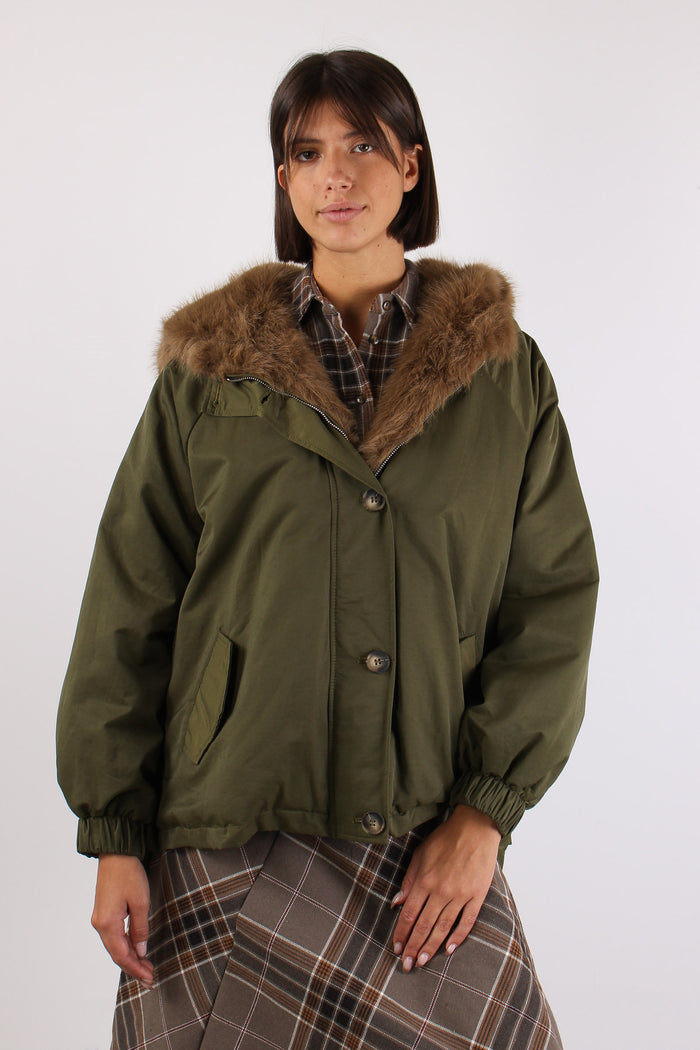 Parka Over Bottoni Laterale Militare-2