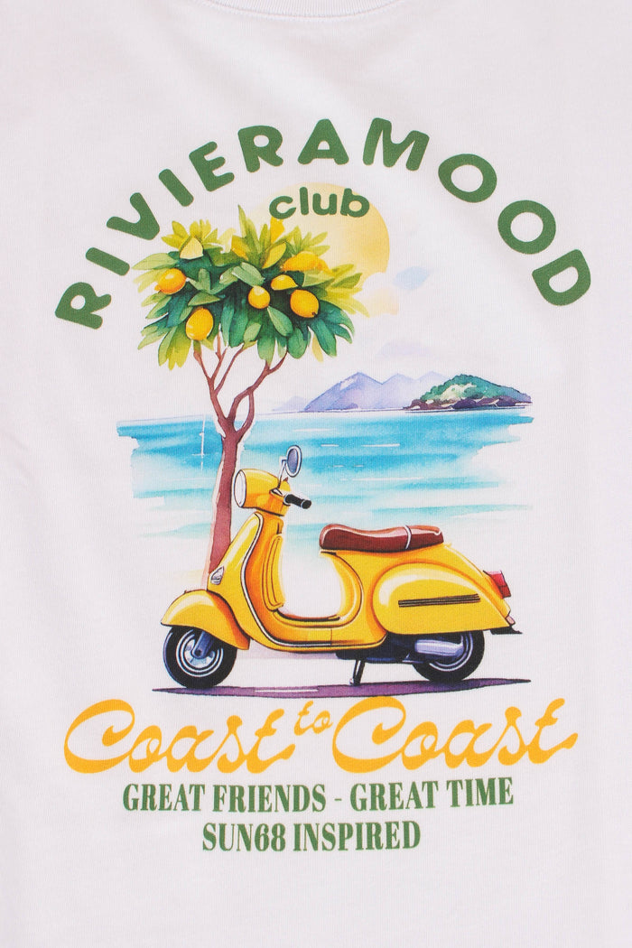 T-shirt Stampa Beach Bianco/giallo-4