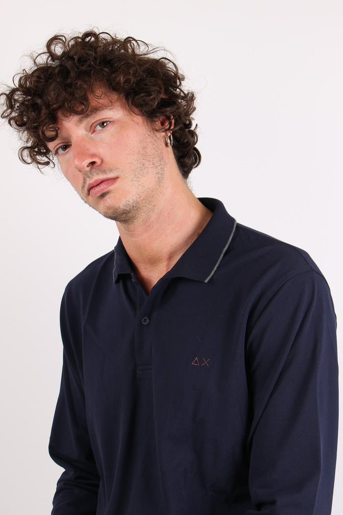 Polo M/l Profilo Contrasto Navy Blue-7
