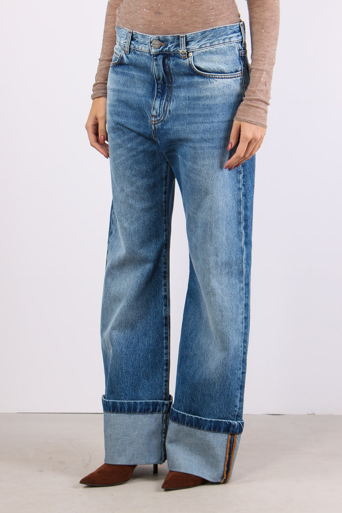 Wanda Denim Maxi Risvolto Denim Medio-9