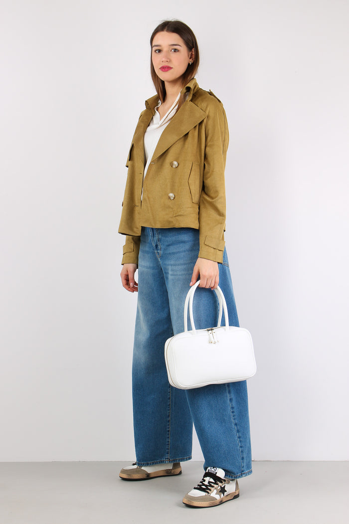 Peacot Corto Tessuto Diagonale Golden Olive-3