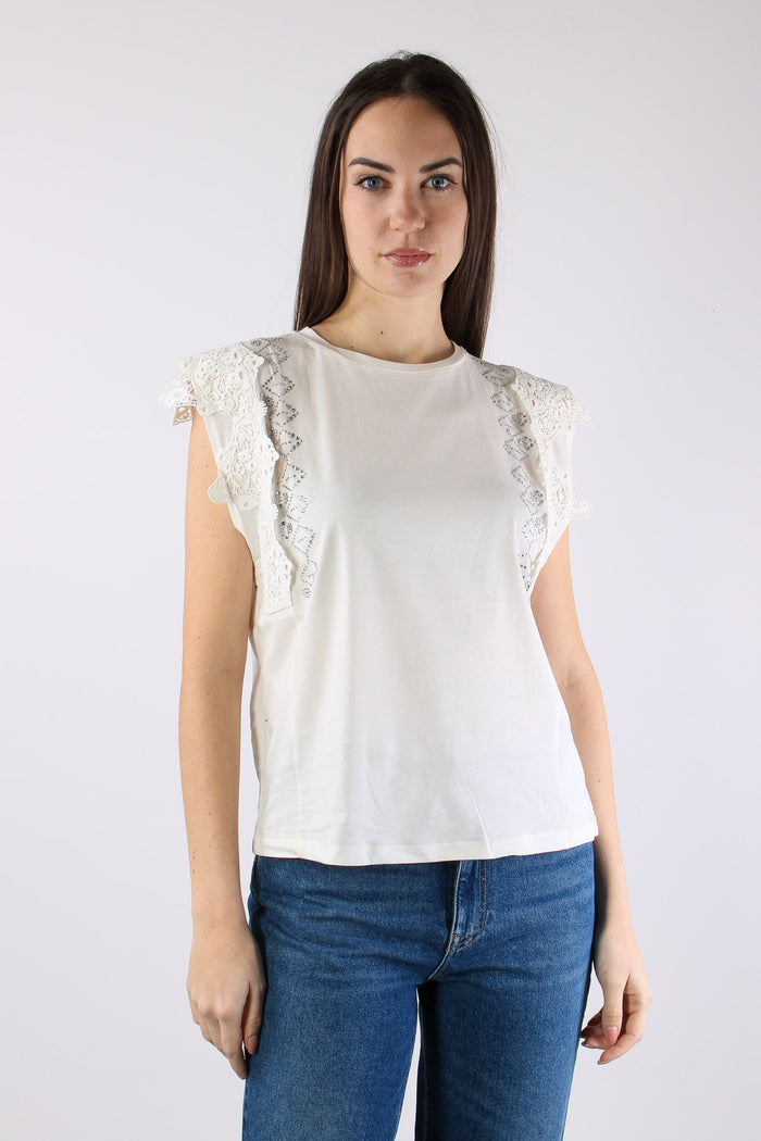 Canotta Inserto Macrame Bianco Lana-4