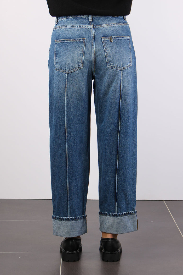 Jeans Cropped Risvolto Denim Blue Dark-3