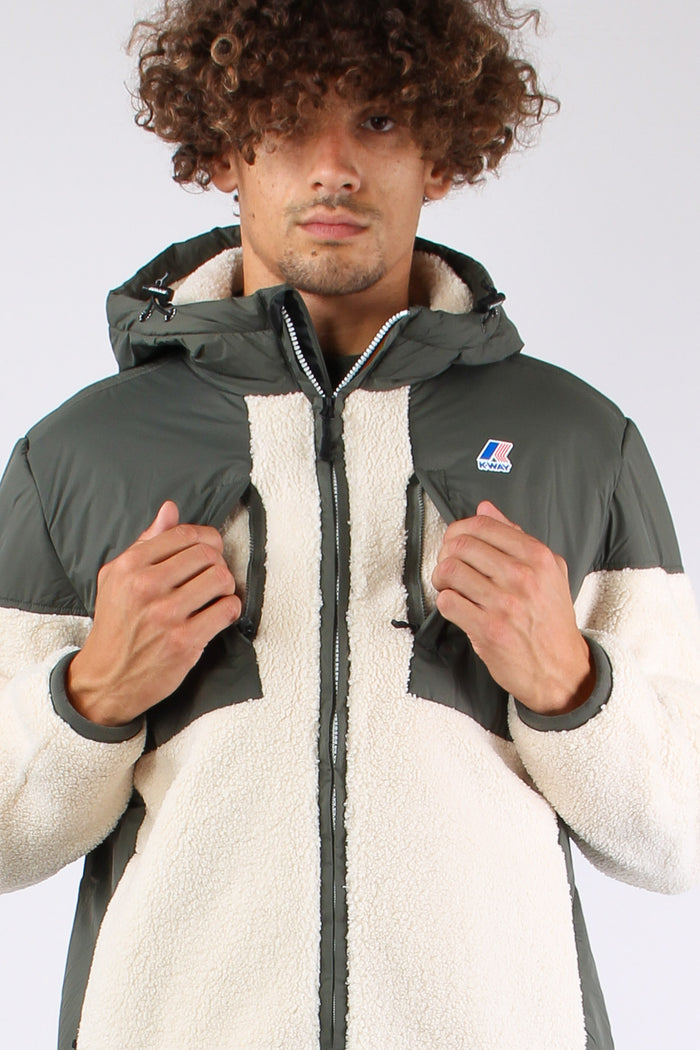 Giubbotto Inserto Teddy Green/ecru-8