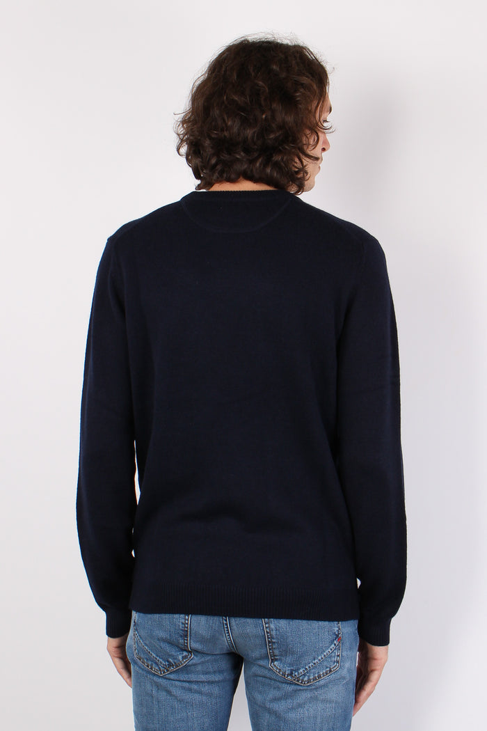 Girocollo Lana Basico Navy Blue-3