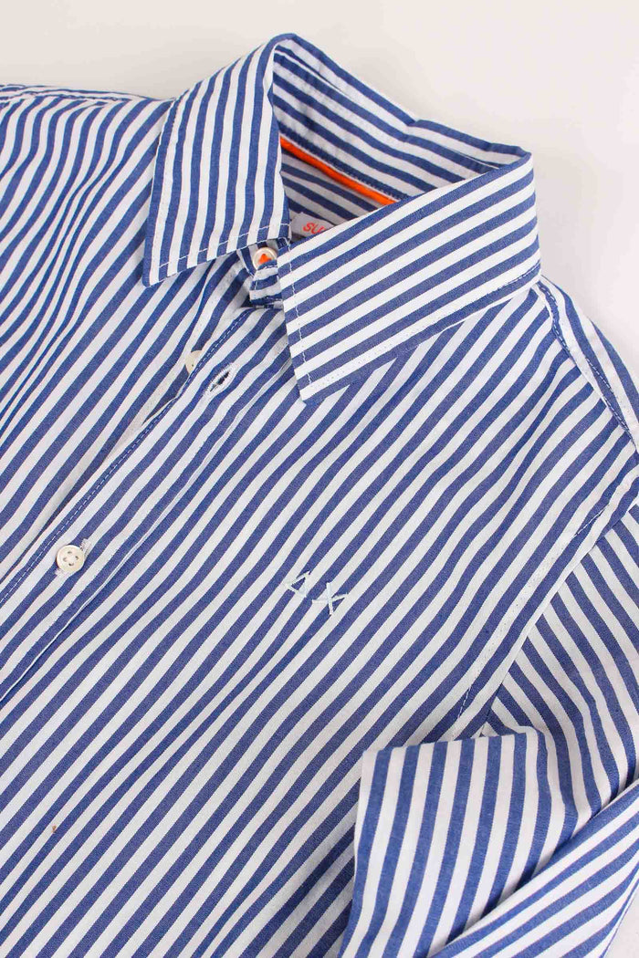 Camicia Mussola Riga Bianco/navy-2