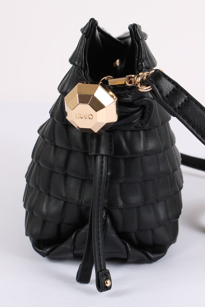 Mini Clutch Riprese Goffrata Nero-4