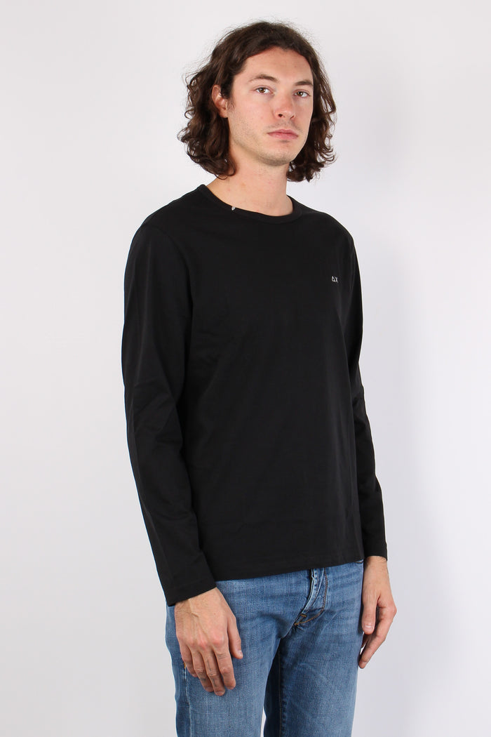 T-shirt Basica Manica Lunga Nero-5