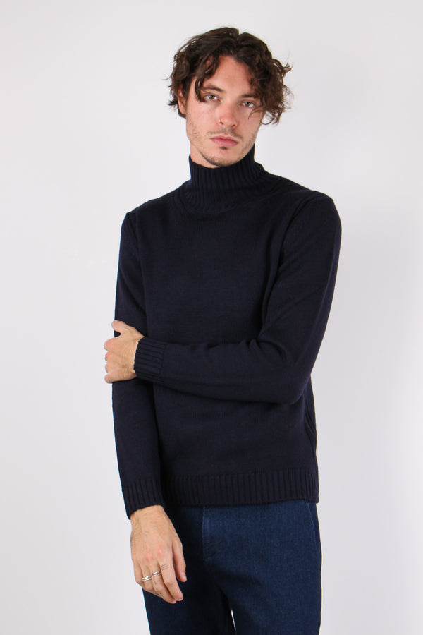 Maglia Collo In Piedi Blu-2