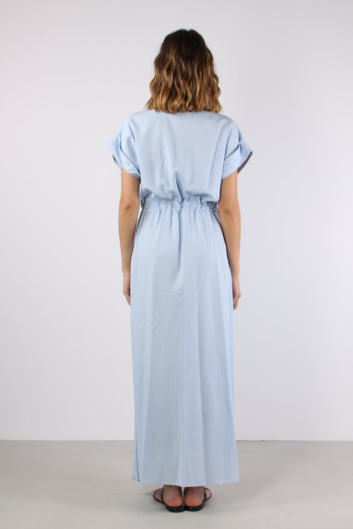 Abito Lungo Coulisse Celeste-6