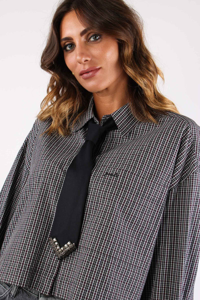 Carlina Camicia Cropped Ricamo Nero/bianco/rosso-7