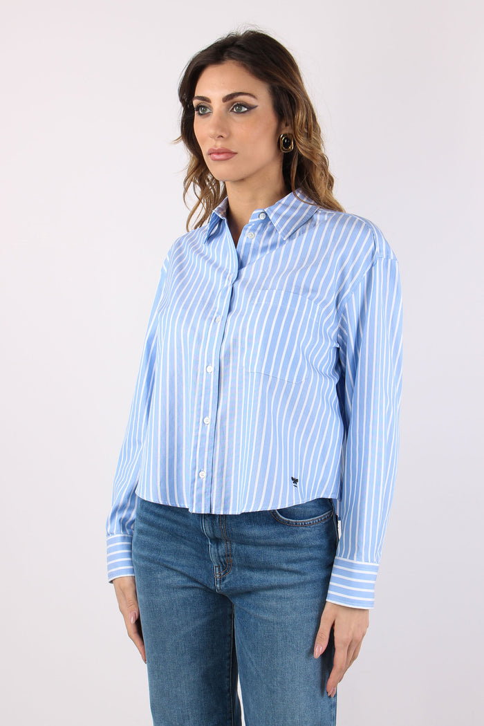 Wkdcartone Camicia Cotone Riga Azzurro/bianco-6