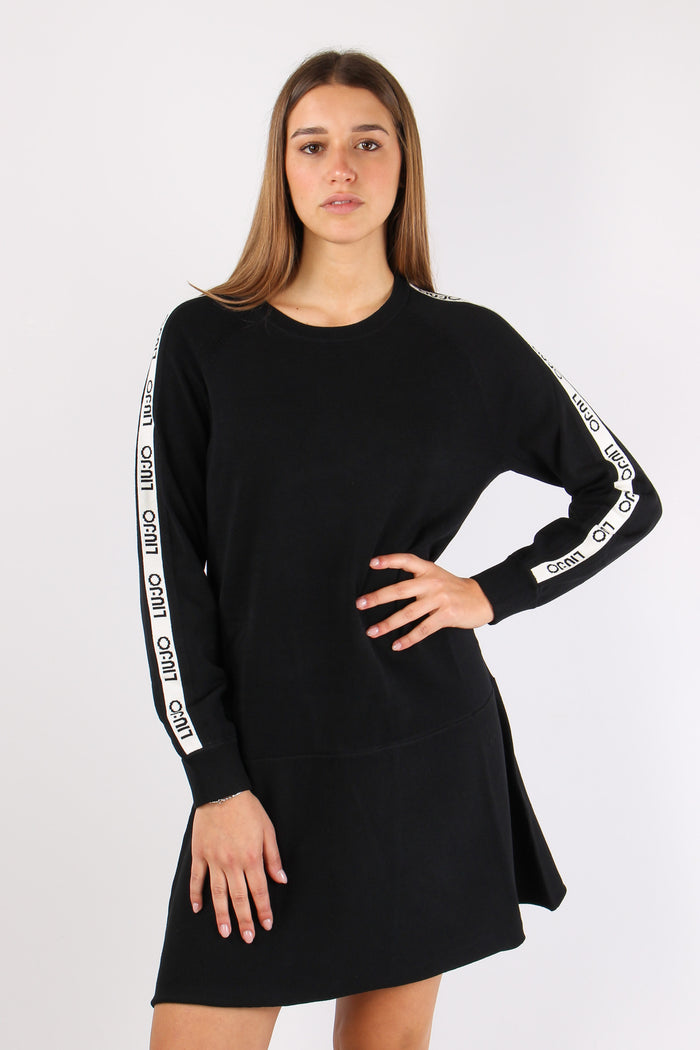 Abito In Maglia Logo Manica Nero/bianco-2