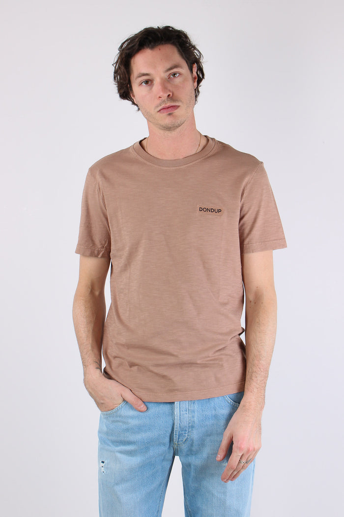 T-shirt Cotone Fiammato Logo Patch Orzo-2