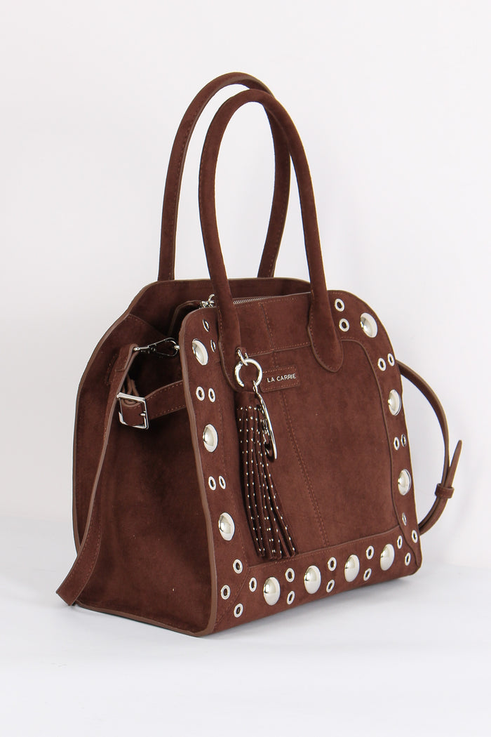 Shopping Camoscio Maxi Borchie Brown-6