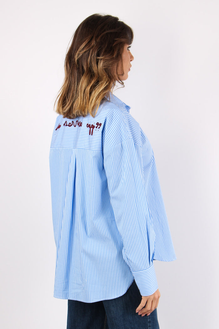 Camicia Riga Ricamo Schiena Bianco/azzurro-5