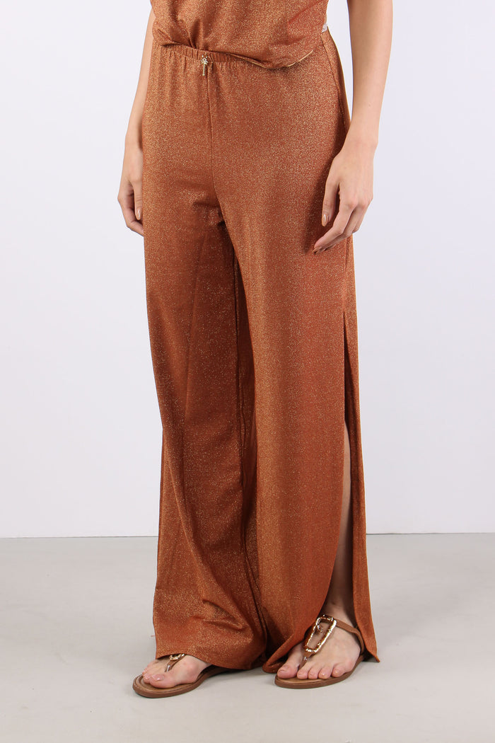 Pantalone Lurex Spacchi Laterali Ruggine-4