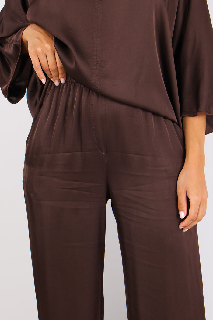 Pantalone Palazzo Effetto Raso Moro-8