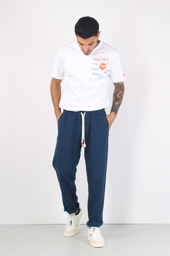 Pantalone Lino Blu Navy-7
