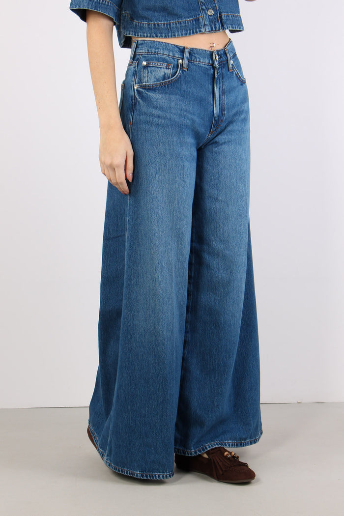 Jeans Flare Ampio Denim Scuro-6