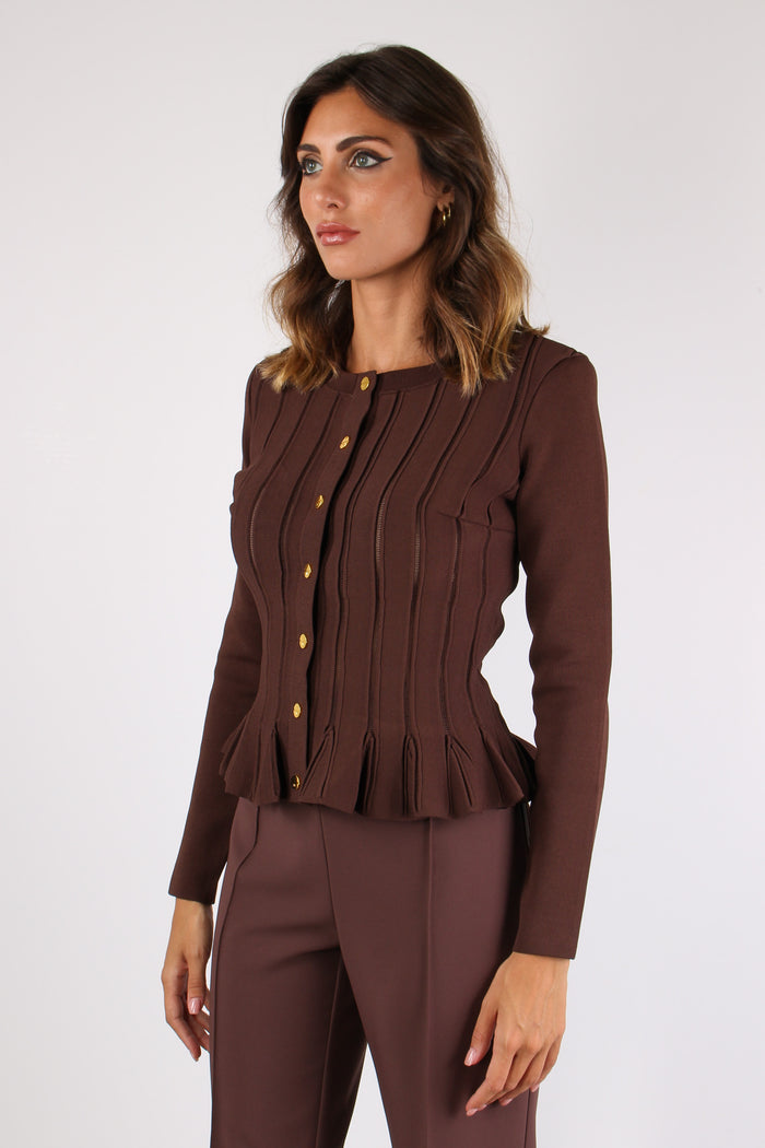 Cardigan Tricot Rouge Fondo Coffee-5