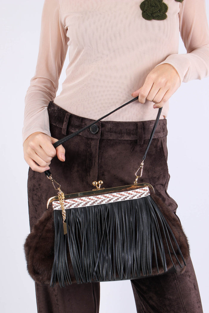 Pochette Visone Frange Glam/rust-8