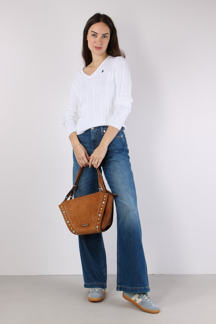 Pullover Trecce Scollo V White-3