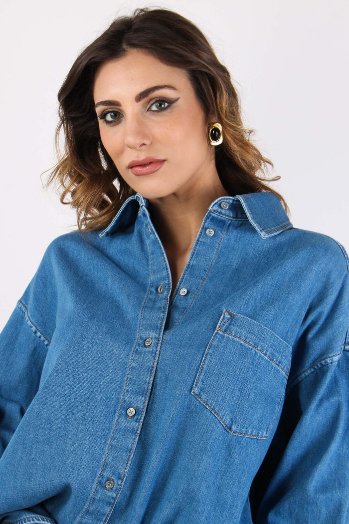 Wkdfoggia Camicia Over Denim Indaco Medio-9
