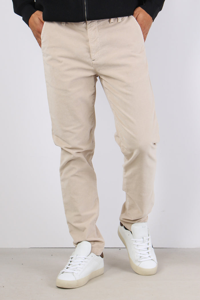Chino Basico Velluto Liscio Crema-2