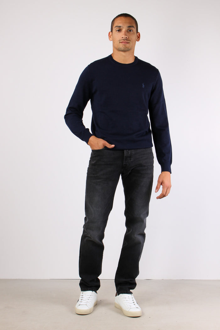 Maglia Girocollo Lana Merinos Hunter Navy-2