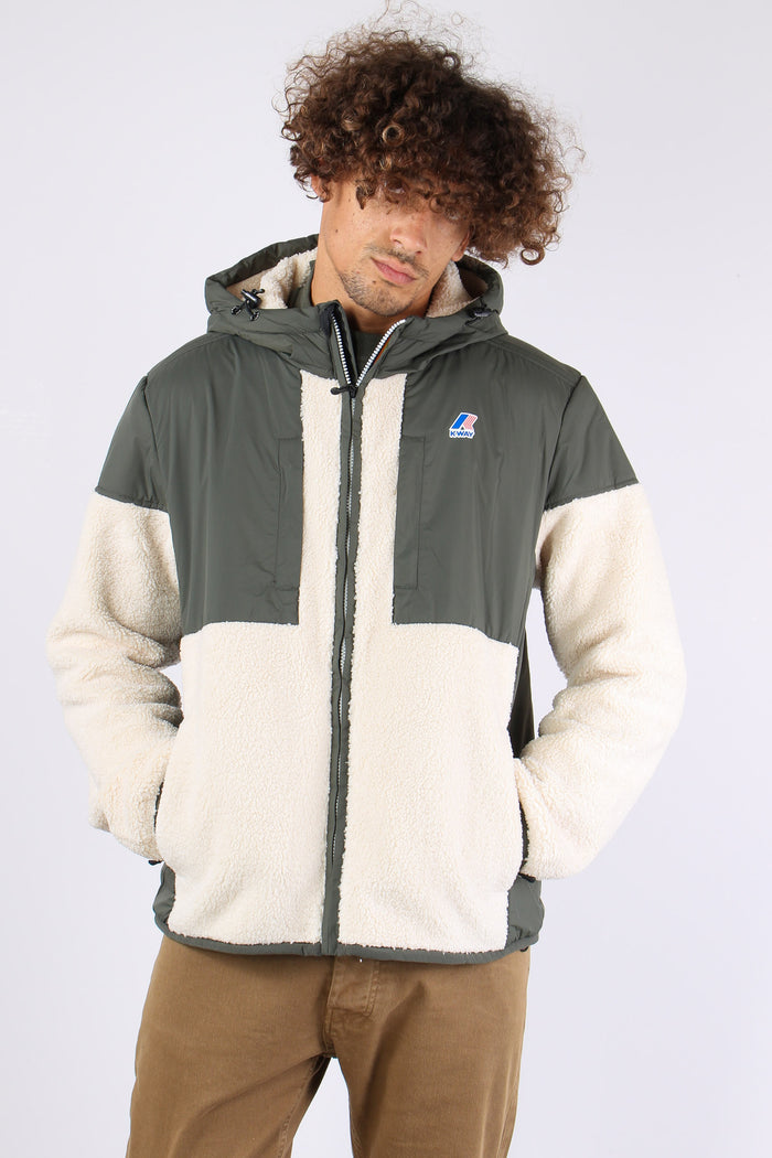 Giubbotto Inserto Teddy Green/ecru-3