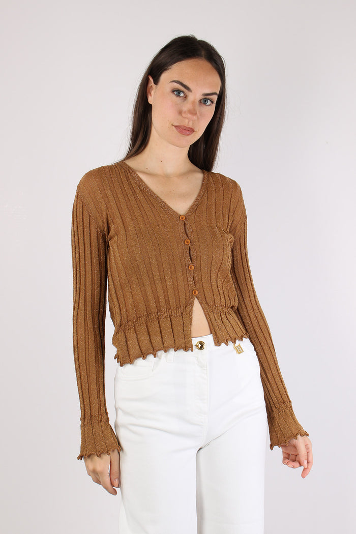 Cardigan Lurex Cammello-6