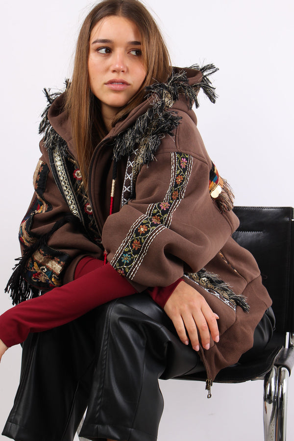 Felpa Zip Passamanneria Intern Fondente-2