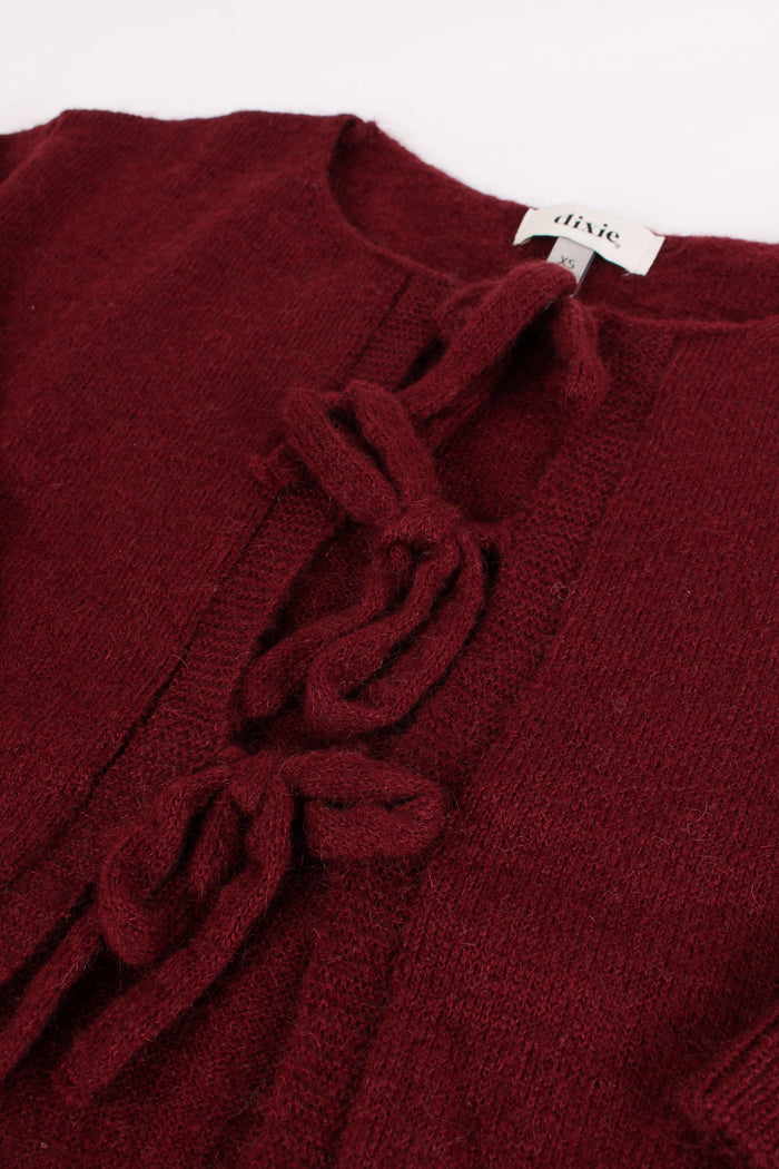 Cardigan Chiusura Fiocco Wine Berry-4