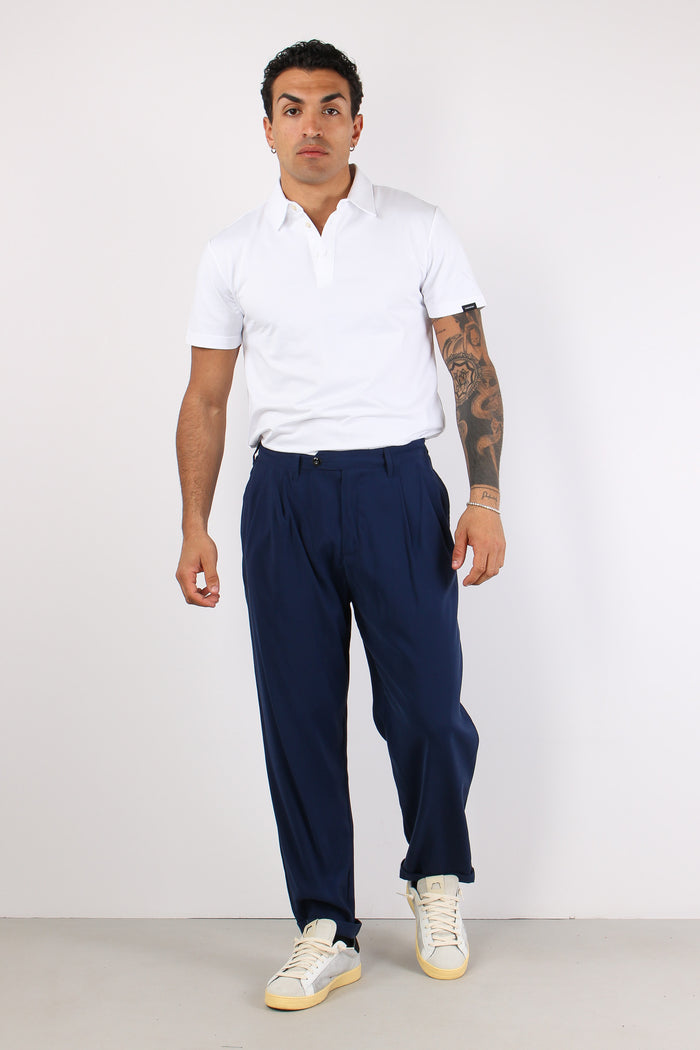 Banana Pantalone Cupro Blu