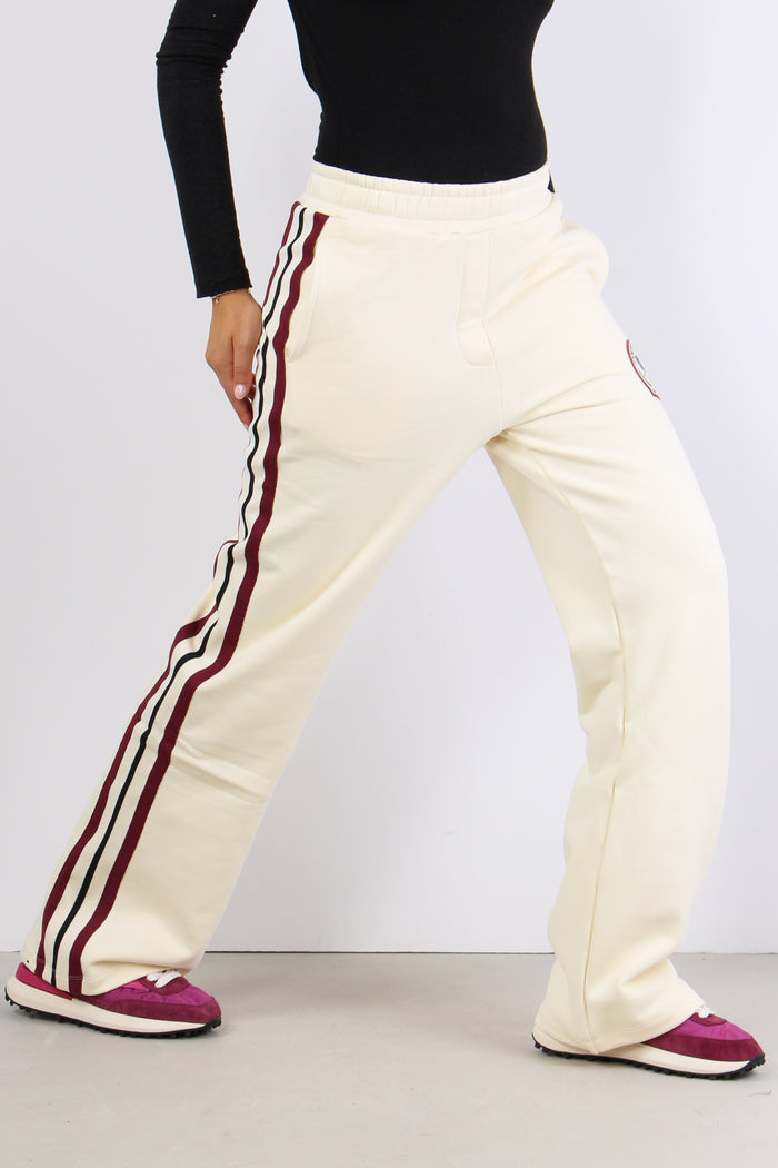 Pantalone Palazzo Banda Bianco Burro-10