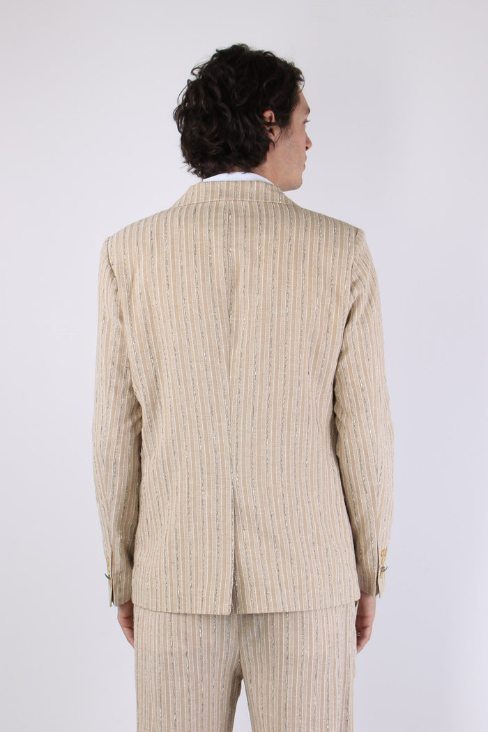 Giacca Riga Jacquard Beige-5