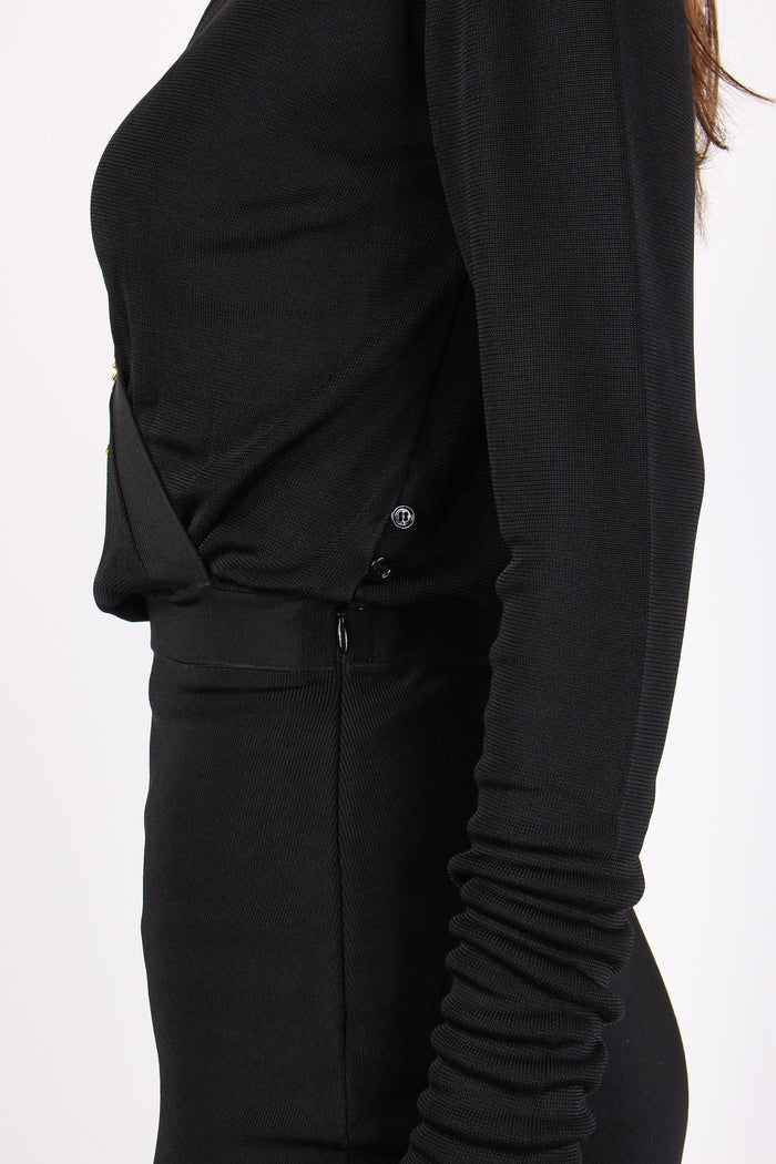 Abito Maglia Scollo Zip Nero-10