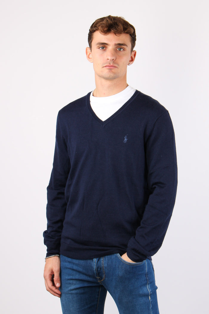 Maglia Scollo V Merinos Hunter Navy-5