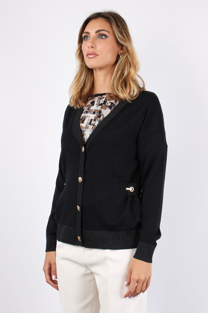 Cardigan Viscosa Profili Lurex Nero-5