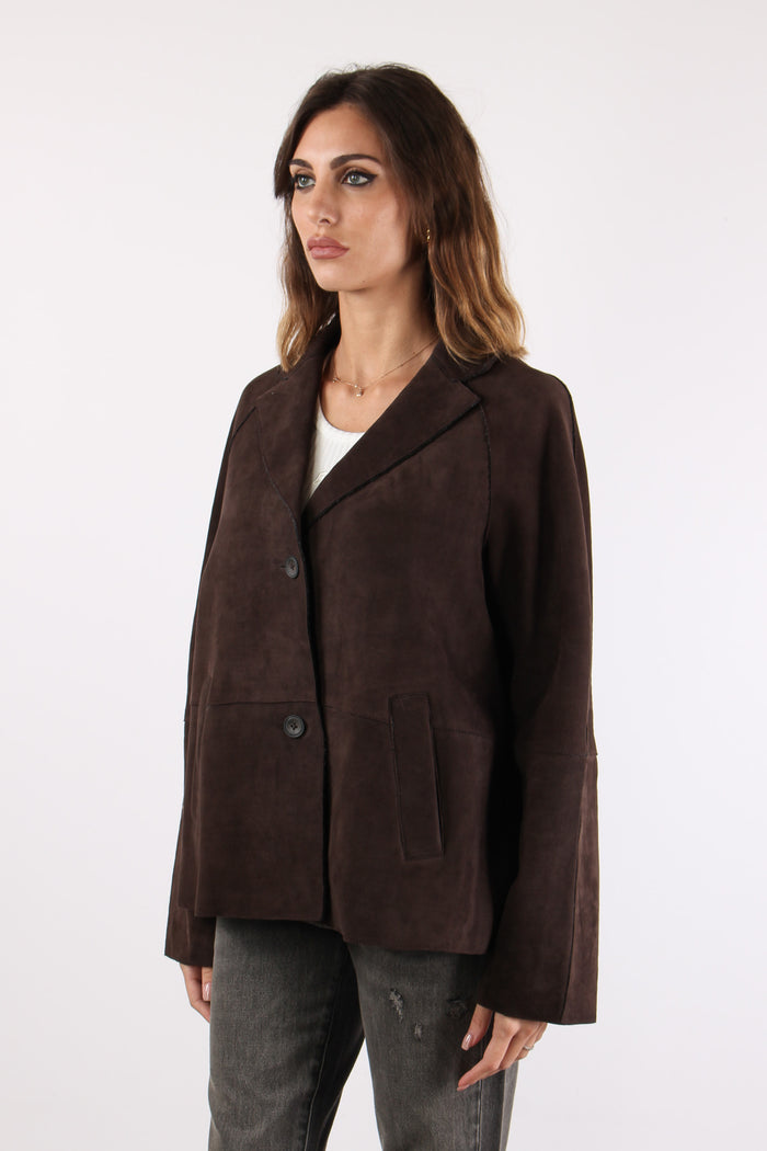 Giacca Monopetto Suede Dark Brown-5