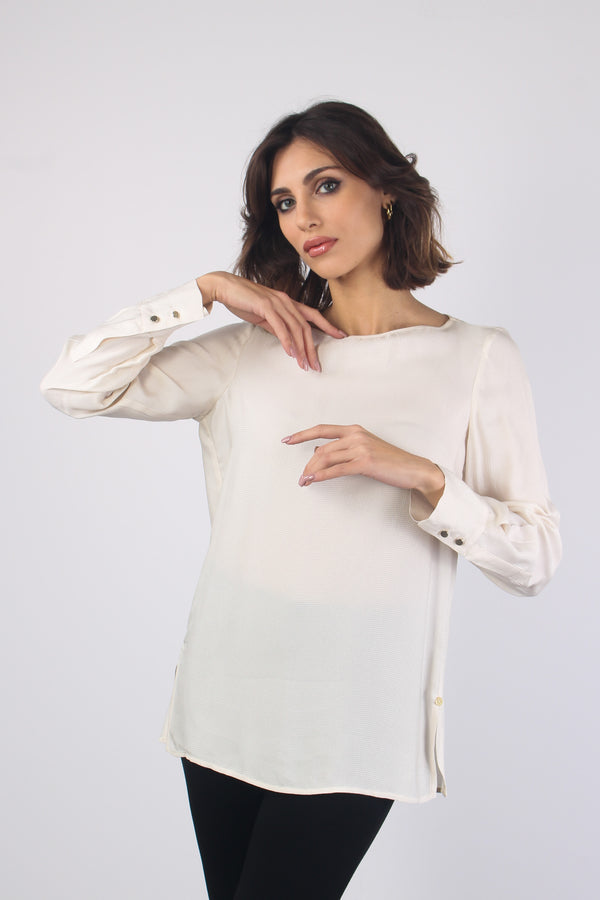 Blusa da donna Gwhite ampia in jersey - WO075