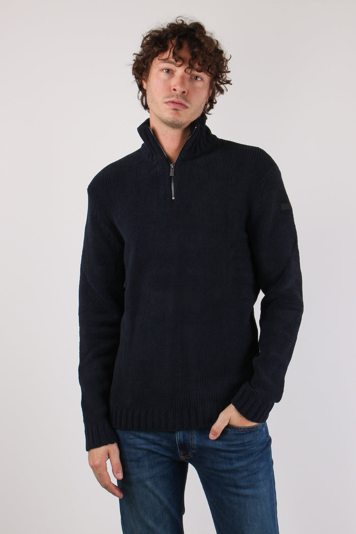 Maglia Mezza Zip Blue Black-2