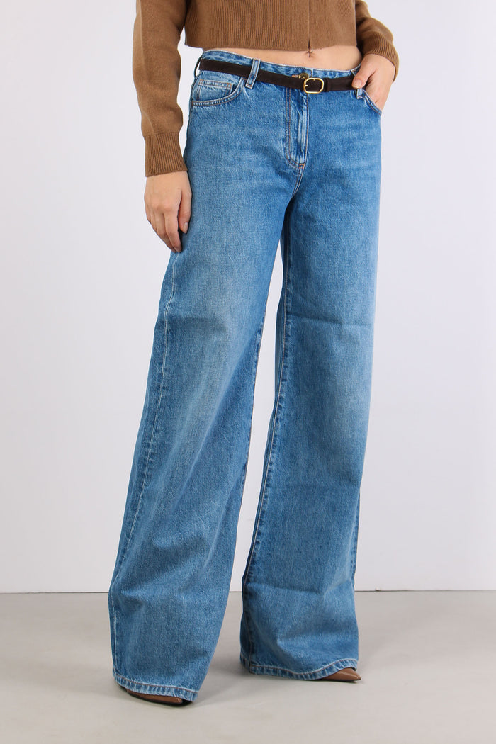 Denim Palazzo Cintura Blu Vintage-7