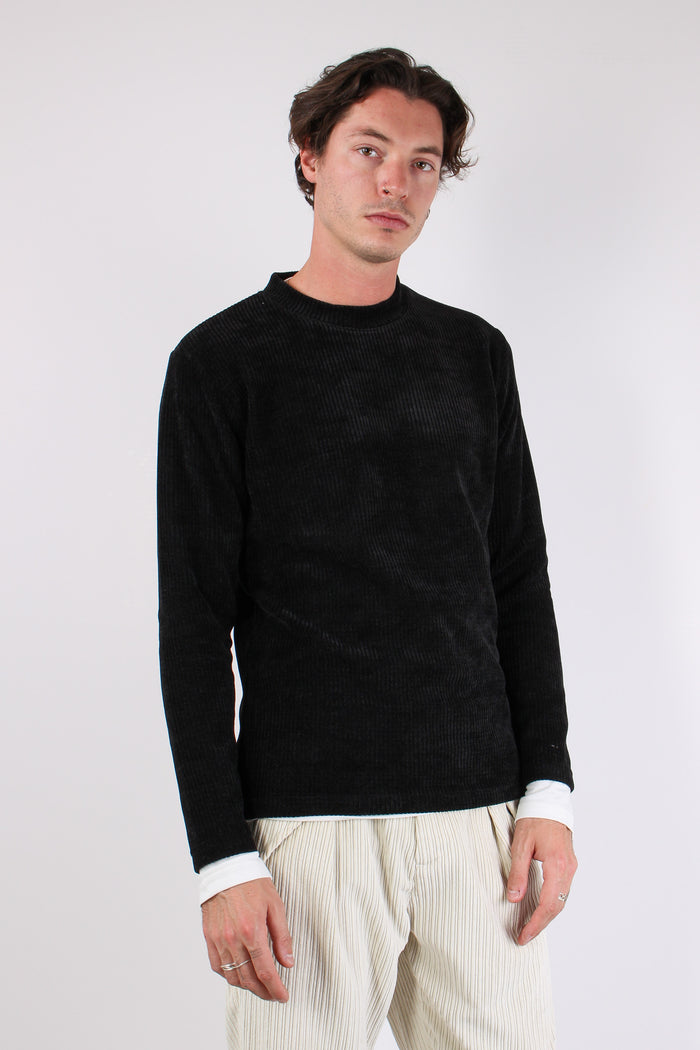 Girocollo Ciniglia T-shirt Nero/latte-7