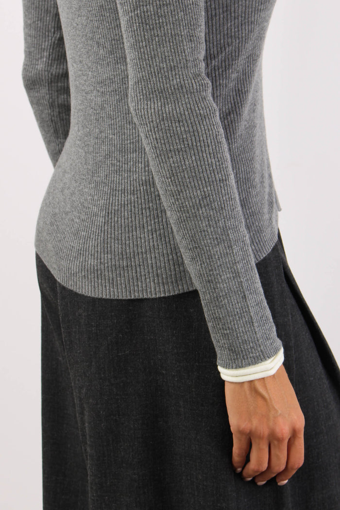 Maglia Costina Bottoncini Grigio-7