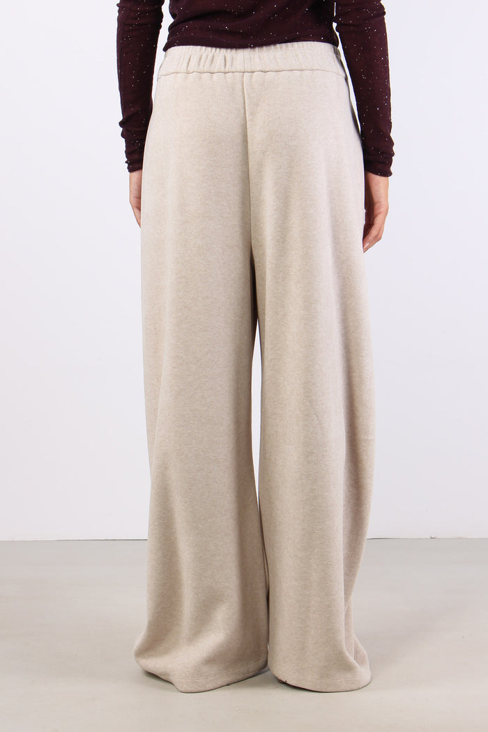 Pantalone Felpa Palazzo Beige-5
