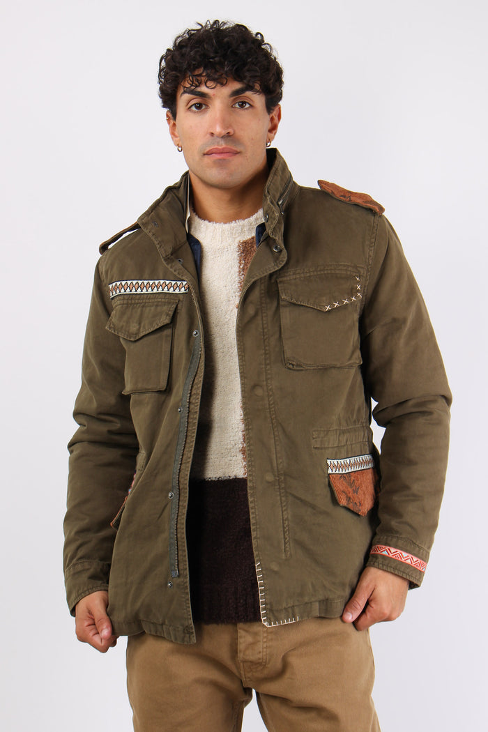 Giubbotto Sahariano Toppe Militare-3